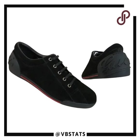GUCCI BOULEVARD BLACK SUEDE LOGO 281009 LACE UP SNEAKERS SIZE 12.5 main image 8